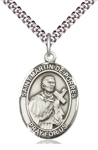 Pewter Saint Martin de Porres Medal Catholic Jewelry Engraved Catholic Saint Jewelry