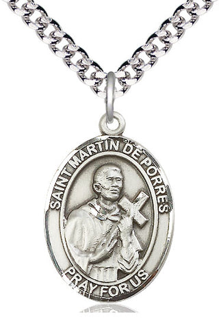 Pewter Saint Martin de Porres Medal Catholic Jewelry Engraved Catholic Saint Jewelry