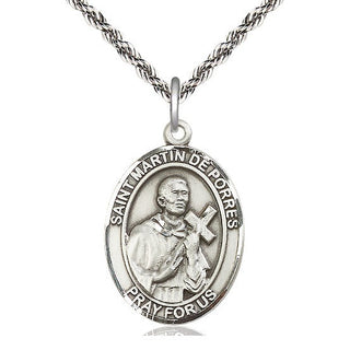 Sterling Silver Saint Martin de Porres Medal Catholic Jewelry Engraved Catholic Saint Jewelry