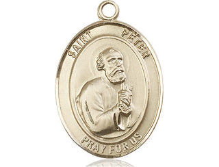 14kt Gold Filled Saint Peter the Apostle Medal Engraved Catholic Saint Jewelry