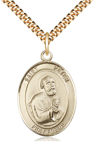 14kt Gold Filled Saint Peter the Apostle Medal Catholic Jewelry Engraved Catholic Saint Jewelry