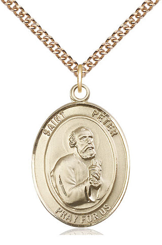14kt Gold Filled Saint Peter the Apostle Medal Catholic Jewelry Engraved Catholic Saint Jewelry