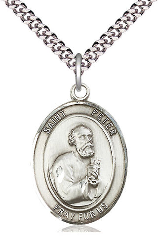 Pewter Saint Peter the Apostle Medal Catholic Jewelry Engraved Catholic Saint Jewelry