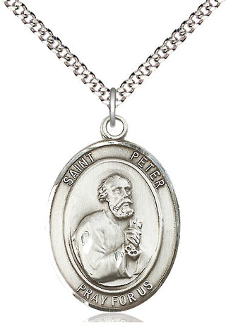 Pewter Saint Peter the Apostle Medal Catholic Jewelry Engraved Catholic Saint Jewelry