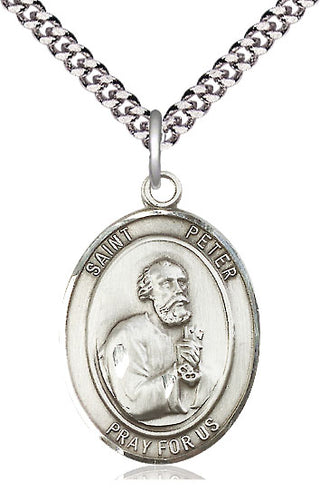 Pewter Saint Peter the Apostle Medal Catholic Jewelry Engraved Catholic Saint Jewelry