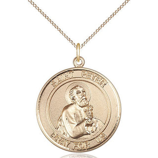 14kt Gold Filled Saint Peter the Apostle Medal Catholic Jewelry Engraved Catholic Saint Jewelry