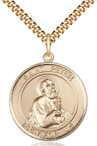 14kt Gold Filled Saint Peter the Apostle Medal Catholic Jewelry Engraved Catholic Saint Jewelry