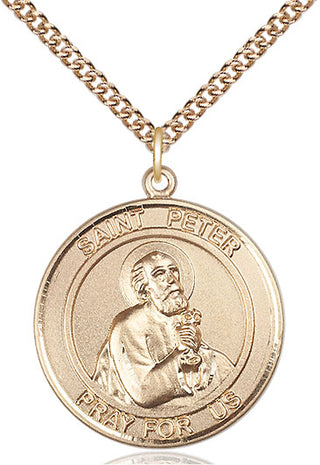 14kt Gold Filled Saint Peter the Apostle Medal Catholic Jewelry Engraved Catholic Saint Jewelry