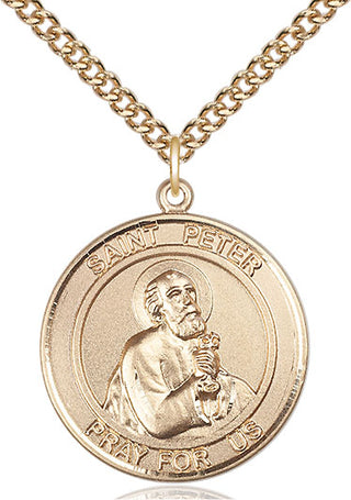 14kt Gold Filled Saint Peter the Apostle Medal Catholic Jewelry Engraved Catholic Saint Jewelry