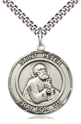 Pewter Saint Peter the Apostle Medal Catholic Jewelry Engraved Catholic Saint Jewelry
