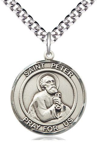 Pewter Saint Peter the Apostle Medal Catholic Jewelry Engraved Catholic Saint Jewelry