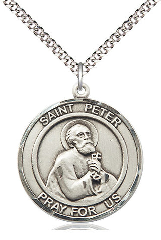 Pewter Saint Peter the Apostle Medal Catholic Jewelry Engraved Catholic Saint Jewelry