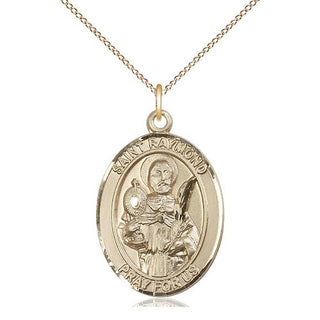 14kt Gold Saint Raymond Nonnatus Medal Engraved Catholic Saint Jewelry