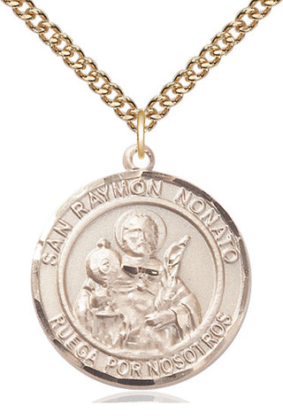 14kt Gold San Ramon Nonato Medal Engraved Catholic Saint Jewelry