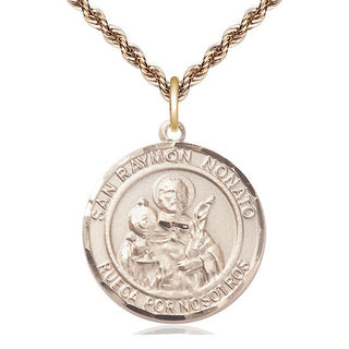 14kt Gold San Ramon Nonato Medal Engraved Catholic Saint Jewelry
