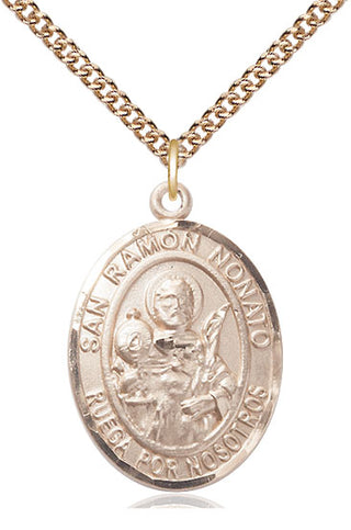14kt Gold Filled San Ramon Nonato Medal Catholic Jewelry Engraved Catholic Saint Jewelry