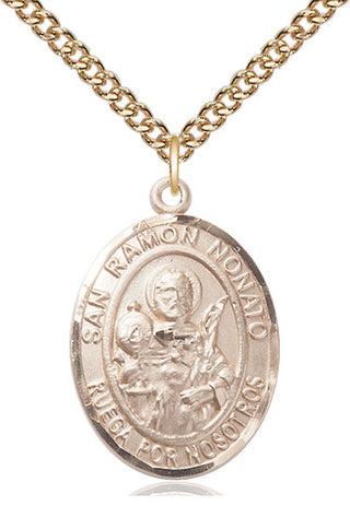 14kt Gold San Ramon Nonato Medal Engraved Catholic Saint Jewelry