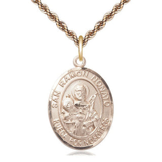 14kt Gold San Ramon Nonato Medal Engraved Catholic Saint Jewelry