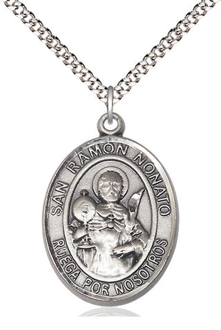 Pewter San Ramon Nonato Medal Catholic Jewelry Engraved Catholic Saint Jewelry