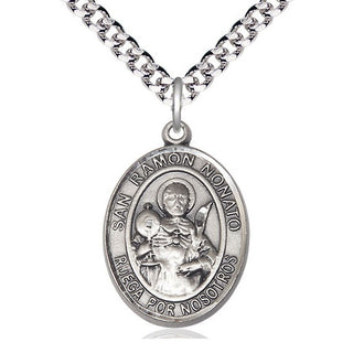 Sterling Silver San Ramon Nonato Medal Catholic Jewelry Engraved Catholic Saint Jewelry