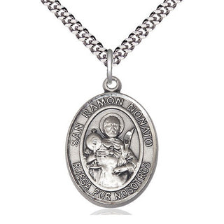 Sterling Silver San Ramon Nonato Medal Catholic Jewelry Engraved Catholic Saint Jewelry