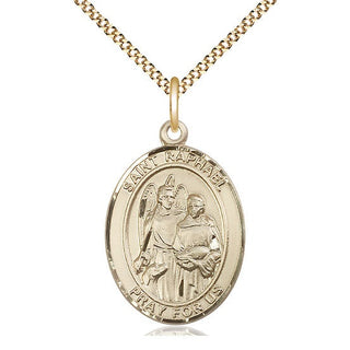 14kt Gold Filled Saint Raphael the Archangel Medal Catholic Jewelry Engraved Catholic Saint Jewelry