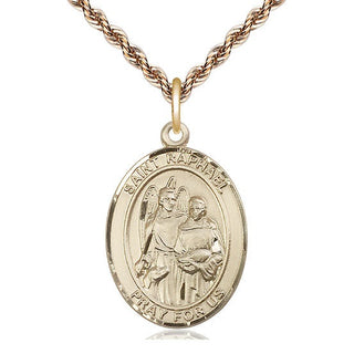 14kt Gold Filled Saint Raphael the Archangel Medal Catholic Jewelry Engraved Catholic Saint Jewelry