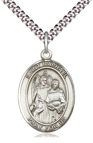 Pewter Saint Raphael the Archangel Medal Catholic Jewelry Engraved Catholic Saint Jewelry