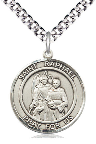 Pewter Saint Raphael the Archangel Medal Catholic Jewelry Engraved Catholic Saint Jewelry