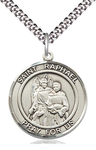 Sterling Silver Saint Raphael the Archangel Medal Catholic Jewelry Engraved Catholic Saint Jewelry