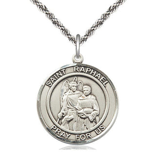 Sterling Silver Saint Raphael the Archangel Medal Catholic Jewelry Engraved Catholic Saint Jewelry