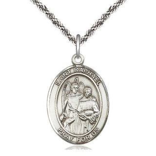 Sterling Silver Saint Raphael the Archangel Medal Catholic Jewelry Engraved Catholic Saint Jewelry