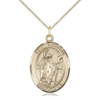 14kt Gold Filled Saint Richard Medal Catholic Jewelry Engraved Catholic Saint Jewelry