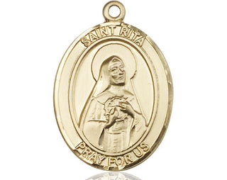 14kt Gold Filled Saint Rita of Cascia Medal Engraved Catholic Saint Jewelry
