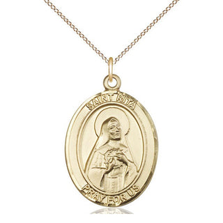 14kt Gold Filled Saint Rita of Cascia Medal Catholic Jewelry Engraved Catholic Saint Jewelry