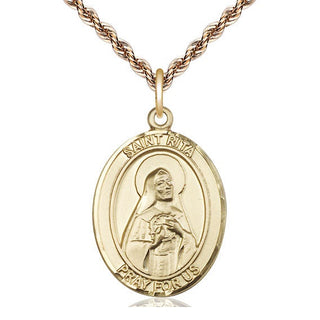 14kt Gold Filled Saint Rita of Cascia Medal Catholic Jewelry Engraved Catholic Saint Jewelry