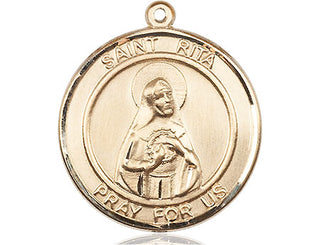 14kt Gold Filled Saint Rita of Cascia Medal Engraved Catholic Saint Jewelry