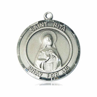 Pewter Saint Rita of Cascia Medal Engraved Catholic Saint Jewelry