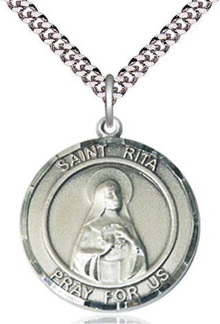 Sterling Silver Saint Rita of Cascia Medal Catholic Jewelry Engraved Catholic Saint Jewelry