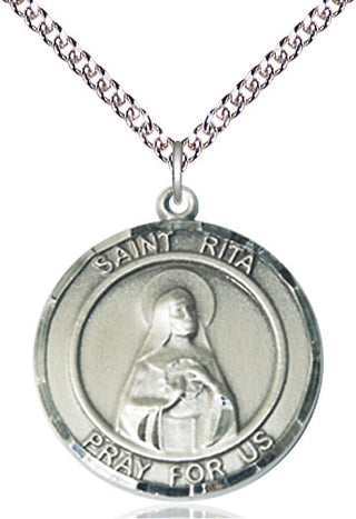 Sterling Silver Saint Rita of Cascia Medal Catholic Jewelry Engraved Catholic Saint Jewelry