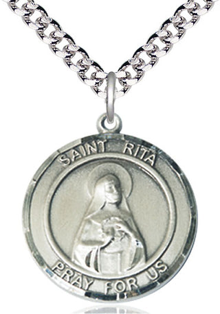 Sterling Silver Saint Rita of Cascia Medal Catholic Jewelry Engraved Catholic Saint Jewelry