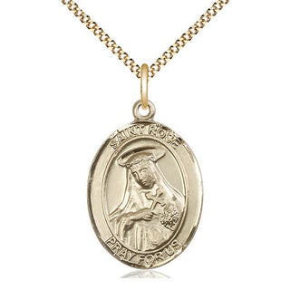 14kt Gold Filled Saint Rose of Lima Medal Catholic Jewelry Engraved Catholic Saint Jewelry