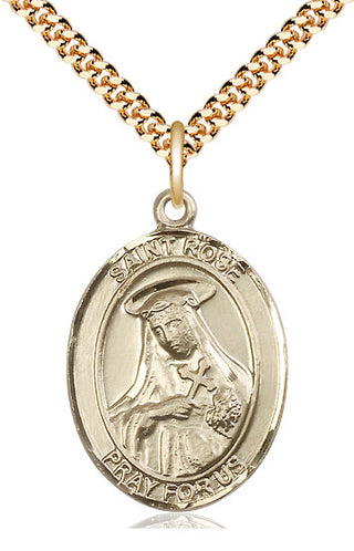 14kt Gold Filled Saint Rose of Lima Medal Catholic Jewelry Engraved Catholic Saint Jewelry