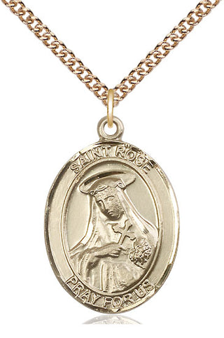 14kt Gold Filled Saint Rose of Lima Medal Catholic Jewelry Engraved Catholic Saint Jewelry