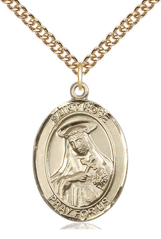 14kt Gold Filled Saint Rose of Lima Medal Catholic Jewelry Engraved Catholic Saint Jewelry