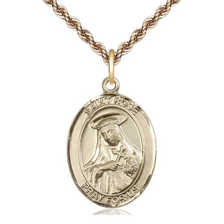 14kt Gold Filled Saint Rose of Lima Medal Catholic Jewelry Engraved Catholic Saint Jewelry