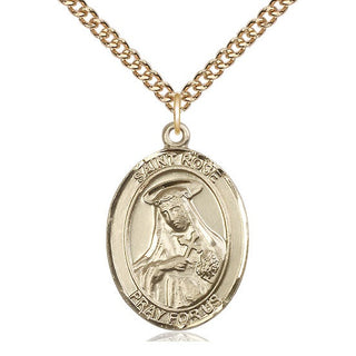 14kt Gold Saint Rose of Lima Medal Engraved Catholic Saint Jewelry
