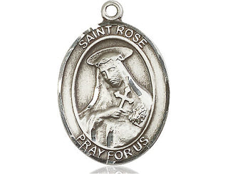Pewter Saint Rose of Lima Medal Engraved Catholic Saint Jewelry