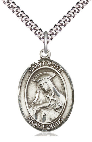 Pewter Saint Rose of Lima Medal Catholic Jewelry Engraved Catholic Saint Jewelry