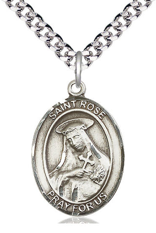 Pewter Saint Rose of Lima Medal Catholic Jewelry Engraved Catholic Saint Jewelry